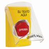 SS2222ZA-ES STI Yellow Indoor Only Flush or Surface Key-to-Reset (Illuminated) Stopper Station with Non-Returnable Custom Text Label Spanish