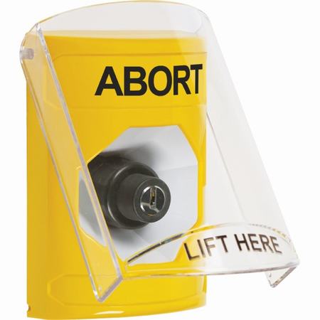 SS2223AB-EN STI Yellow Indoor Only Flush or Surface Key-to-Activate Stopper Station with ABORT Label English