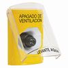 SS2223HV-ES STI Yellow Indoor Only Flush or Surface Key-to-Activate Stopper Station with HVAC SHUT DOWN Label Spanish