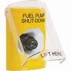 SS2223PS-EN STI Yellow Indoor Only Flush or Surface Key-to-Activate Stopper Station with FUEL PUMP SHUT DOWN Label English