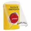 Show product details for SS2225EX-ES STI Yellow Indoor Only Flush or Surface Momentary (Illuminated) Stopper Station with EMERGENCY EXIT Label Spanish
