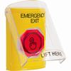 Show product details for SS2226EX-EN STI Yellow Indoor Only Flush or Surface Momentary (Illuminated) with Red Lens Stopper Station with EMERGENCY EXIT Label English