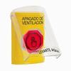 SS2227HV-ES STI Yellow Indoor Only Flush or Surface Weather Resistant Momentary (Illuminated) with Red Lens Stopper Station with HVAC SHUT DOWN Label Spanish