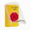 SS2227ZA-ES STI Yellow Indoor Only Flush or Surface Weather Resistant Momentary (Illuminated) with Red Lens Stopper Station with Non-Returnable Custom Text Label Spanish