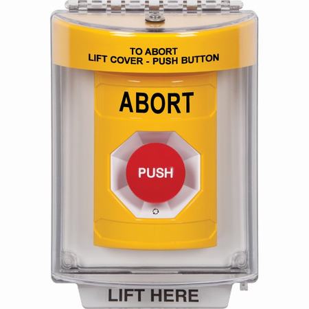 SS2231AB-EN STI Yellow Indoor/Outdoor Flush Turn-to-Reset Stopper Station with ABORT Label English