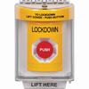 Show product details for SS2231LD-EN STI Yellow Indoor/Outdoor Flush Turn-to-Reset Stopper Station with LOCKDOWN Label English