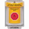 SS2236EX-EN STI Yellow Indoor/Outdoor Flush Momentary (Illuminated) with Red Lens Stopper Station with EMERGENCY EXIT Label English