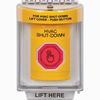 SS2237HV-EN STI Yellow Indoor/Outdoor Flush Weather Resistant Momentary (Illuminated) with Red Lens Stopper Station with HVAC SHUT DOWN Label English
