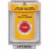 SS2241HV-EN STI Yellow Indoor/Outdoor Flush w/ Horn Turn-to-Reset Stopper Station with HVAC SHUT DOWN Label English