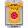 SS2246LD-EN STI Yellow Indoor/Outdoor Flush w/ Horn Momentary (Illuminated) with Red Lens Stopper Station with LOCKDOWN Label English