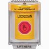 Show product details for SS2247LD-EN STI Yellow Indoor/Outdoor Flush w/ Horn Weather Resistant Momentary (Illuminated) with Red Lens Stopper Station with LOCKDOWN Label English