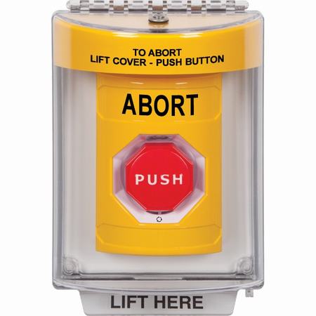 SS2249AB-EN STI Yellow Indoor/Outdoor Flush w/ Horn Turn-to-Reset (Illuminated) Stopper Station with ABORT Label English