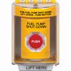 SS2271PS-EN STI Yellow Indoor/Outdoor Surface Turn-to-Reset Stopper Station with FUEL PUMP SHUT DOWN Label English