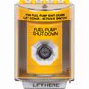 Show product details for SS2273PS-EN STI Yellow Indoor/Outdoor Surface Key-to-Activate Stopper Station with FUEL PUMP SHUT DOWN Label English