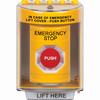 SS2274ES-EN STI Yellow Indoor/Outdoor Surface Momentary Stopper Station with EMERGENCY STOP Label English