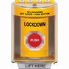 Show product details for SS2274LD-EN STI Yellow Indoor/Outdoor Surface Momentary Stopper Station with LOCKDOWN Label English