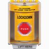 Show product details for SS2285LD-EN STI Yellow Indoor/Outdoor Surface w/ Horn Momentary (Illuminated) Stopper Station with LOCKDOWN Label English