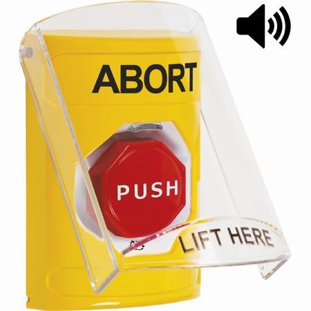SS22A9AB-EN STI Yellow Indoor Only Flush or Surface w/ Horn Turn-to-Reset (Illuminated) Stopper Station with ABORT Label English