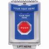 SS2435ZA-EN STI Blue Indoor/Outdoor Flush Momentary (Illuminated) Stopper Station with Non-Returnable Custom Text Label English