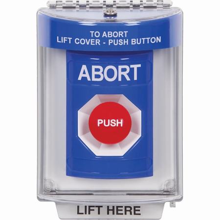 SS2444AB-EN STI Blue Indoor/Outdoor Flush w/ Horn Momentary Stopper Station with ABORT Label English
