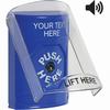 SS24A0ZA-EN STI Blue Indoor Only Flush or Surface w/ Horn Key-to-Reset Stopper Station with Non-Returnable Custom Text Label English