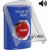 SS24A1ZA-EN STI Blue Indoor Only Flush or Surface w/ Horn Turn-to-Reset Stopper Station with Non-Returnable Custom Text Label English