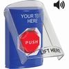 SS24A5ZA-EN STI Blue Indoor Only Flush or Surface w/ Horn Momentary (Illuminated) Stopper Station with Non-Returnable Custom Text Label English