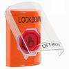 Show product details for SS25A6LD-EN STI Orange Indoor Only Flush or Surface w/ Horn Momentary (Illuminated) with Red Lens Stopper Station with LOCKDOWN Label English