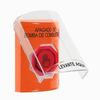 Show product details for SS25A6PS-ES STI Orange Indoor Only Flush or Surface w/ Horn Momentary (Illuminated) with Red Lens Stopper Station with FUEL PUMP SHUT DOWN Label Spanish