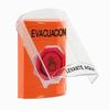 SS25A7EV-ES STI Orange Indoor Only Flush or Surface w/ Horn Weather Resistant Momentary (Illuminated) with Red Lens Stopper Station with EVACUATION Label Spanish