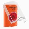 Show product details for SS25A7EX-EN STI Orange Indoor Only Flush or Surface w/ Horn Weather Resistant Momentary (Illuminated) with Red Lens Stopper Station with EMERGENCY EXIT Label English