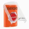 SS25A8EM-EN STI Orange Indoor Only Flush or Surface w/ Horn Pneumatic (Illuminated) Stopper Station with EMERGENCY Label English