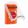 Show product details for SS25A8EV-ES STI Orange Indoor Only Flush or Surface w/ Horn Pneumatic (Illuminated) Stopper Station with EVACUATION Label Spanish