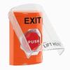 SS25A8XT-EN STI Orange Indoor Only Flush or Surface w/ Horn Pneumatic (Illuminated) Stopper Station with EXIT Label English