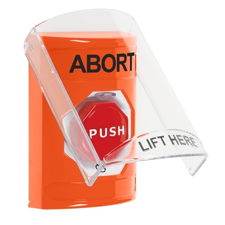 SS25A9AB-EN STI Orange Indoor Only Flush or Surface w/ Horn Turn-to-Reset (Illuminated) Stopper Station with ABORT Label English