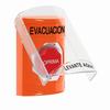 Show product details for SS25A9EV-ES STI Orange Indoor Only Flush or Surface w/ Horn Turn-to-Reset (Illuminated) Stopper Station with EVACUATION Label Spanish
