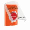 Show product details for SS25A9PS-ES STI Orange Indoor Only Flush or Surface w/ Horn Turn-to-Reset (Illuminated) Stopper Station with FUEL PUMP SHUT DOWN Label Spanish