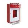 STI-13510FR STI Universal Stopper Dome Cover Enclosed Back Box, Open Mounting Plate and Hood - Fire Label - Red