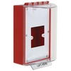 STI-13900NR STI Universal Stopper Dome Cover Enclosed Back Box, European Open Mounting Plate No Label Hood - No Label - Red