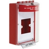 STI-13910FR STI Universal Stopper Dome Cover Enclosed Back Box, European Open Mounting Plate and Hood - Fire Label - Red