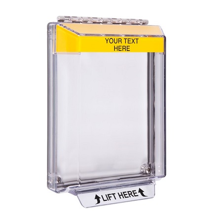 STI-14310CY STI Universal Stopper Low Profile Cover Enclosure Flush Back Box and Hood - Custom Label - Yellow - Non-Returnable