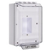 STI-14400NW STI Universal Stopper Low Profile without Horn Housing Enclosed Back Box Sealed Mounting Plate - No Label Included - White