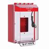 STI-14530CR STI Universal Stopper Low Profile Cover Enclosed Back Box, Open Mounting Plate and Hood with Horn and Relay - Custom Label - Red - Non-Returnable