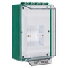 STI-14800NG STI Universal Stopper Low Profile without Horn Housing Enclosed Back Box & European Sealed Mounting Plate - No Label Included - Green