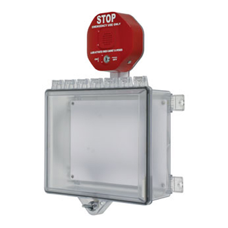 STI-7523 STI Polycarbonate Cabinet with Cabinet Stop Sign Alarm Thumb Lock - Clear