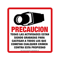 STV-204s Maxwell Alarm CCTV Warning Sign 11.5" x 11.5" - Spanish Version