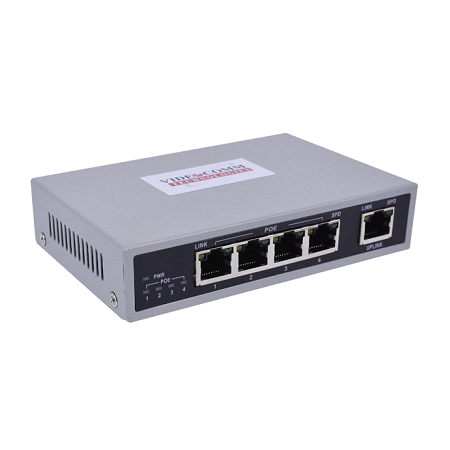 SW-4P1GB300 VideoComm Technologies Desktop 4 x PoE Gigabit Auto-MDIX Ports + 1 Uplink Port Network Switch
