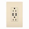 TM826USBLA Legrand On-Q USB Chargers with Duplex 15A Tamper-Resistant Outlets Light Almond