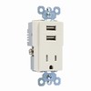 TM8USBLA Legrand On-Q USB Charger with Tamper-Resistant Receptacle Light Almond