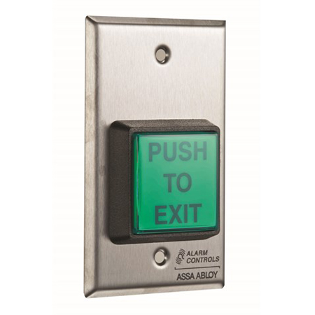 TS-2 Alarm Controls 2 Square Green Illuminated Pushbutton Push to Exit